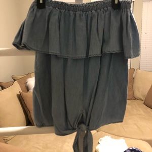 Denium off the shoulder shirt